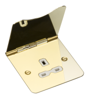 Knightsbridge 13A 1G Unswitched Floor Socket White Insert (Polished Brass)